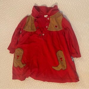 Red and Brown Kids Casual Dress